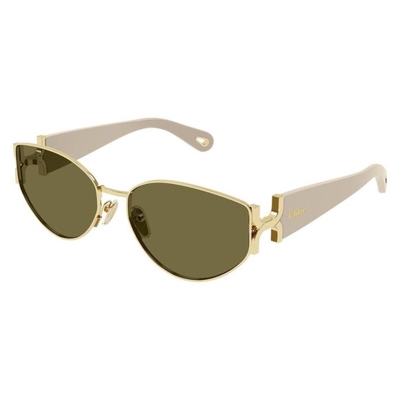 New CHLOE Gold Cat Eye CH0260S 003 Sunglasses Women - Picture 1 of 3